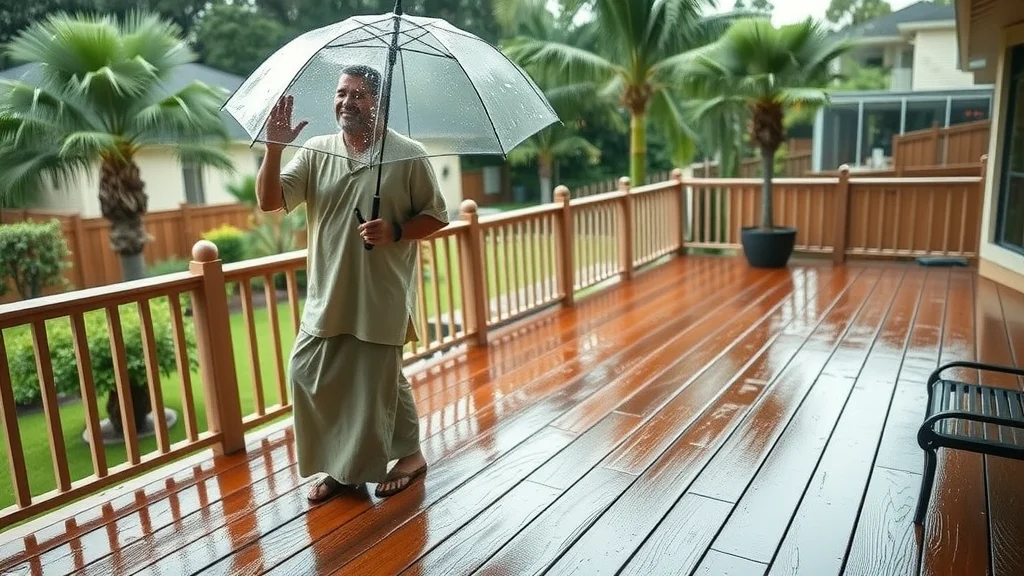 deck builder eustis durable deck central florida rain weather homeowner enjoying water resistant deck