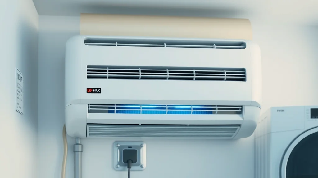 High-tech allergy reduction AC unit with visible HEPA filter and UV light technology installed in a Florida home