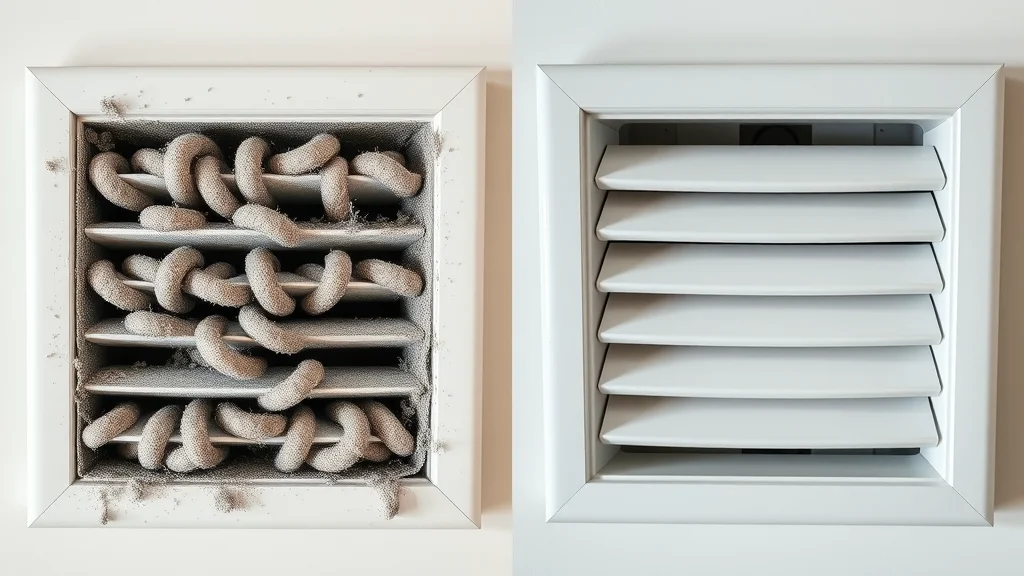 Comparison of dirty and clean air vents after professional duct cleaning in a Florida home