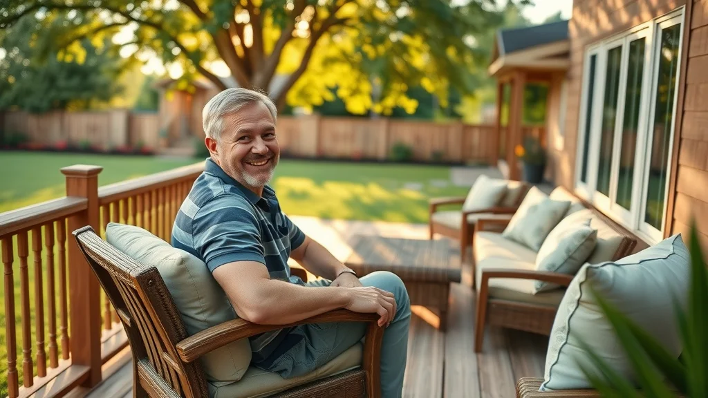Inviting residential deck in Eustis with beautiful wood, green grass, and cozy furniture. Main Keyword: budgeting tips for building a 500-square-foot deck in Eustis