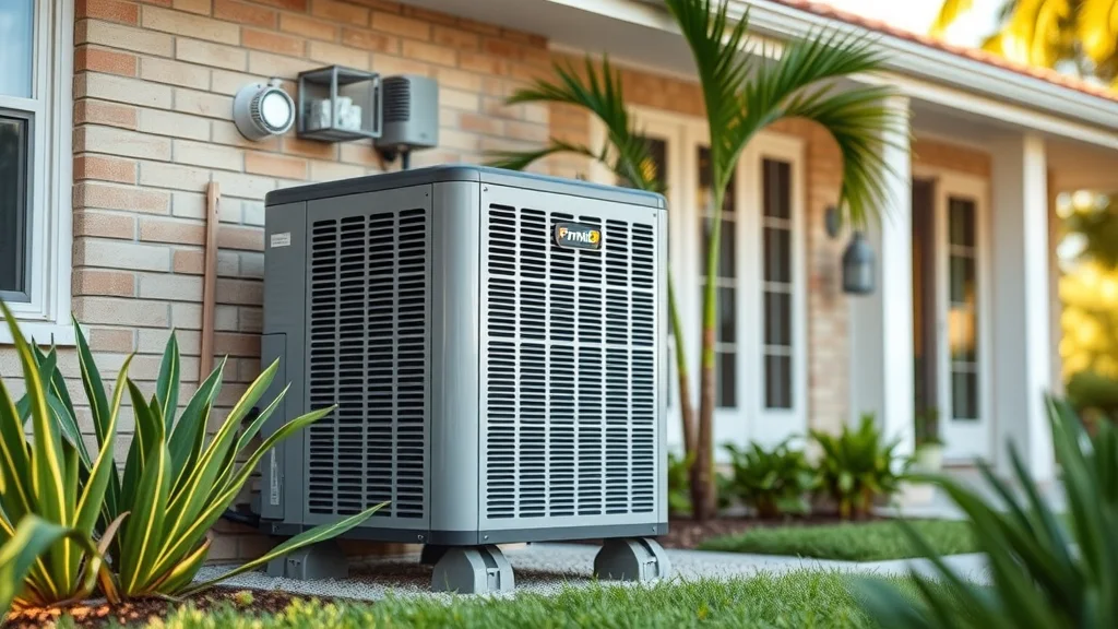 hvac system eustis: High-efficiency HVAC unit installed outside a well-landscaped Florida home