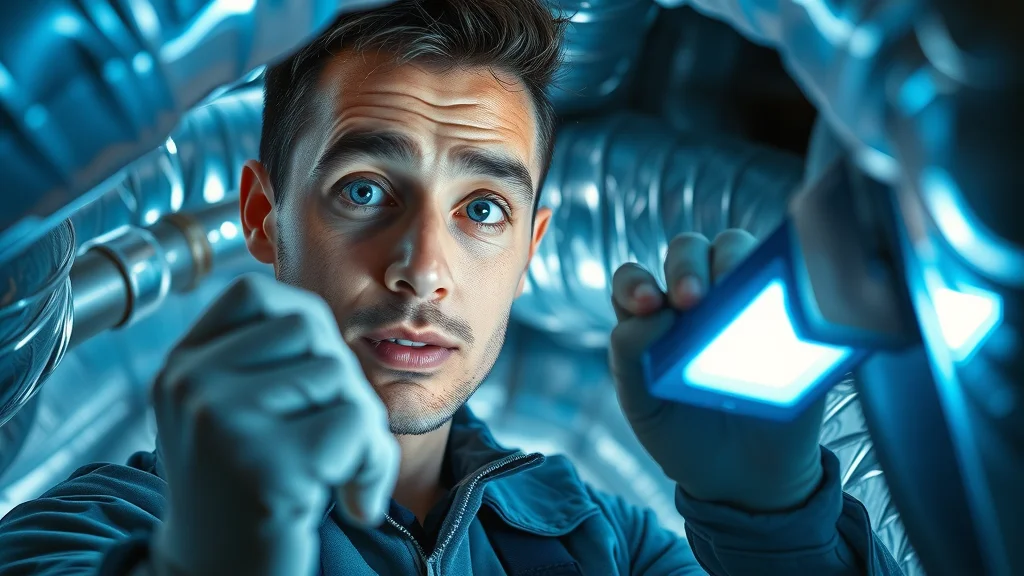Technician installing UV light in HVAC duct for advanced air filtration and asthma prevention