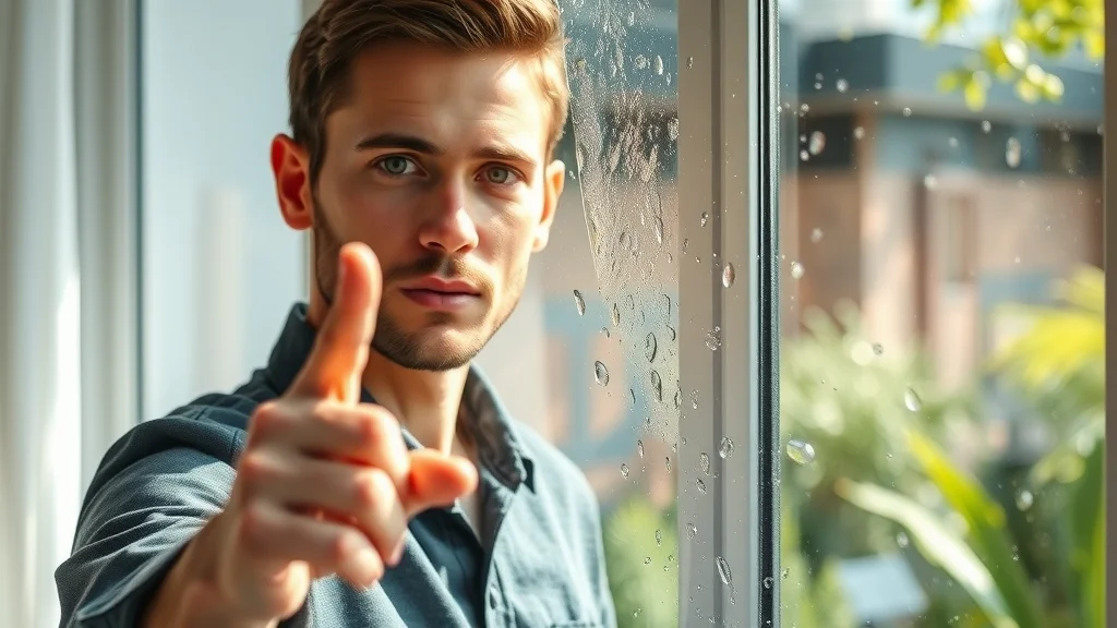 hard water stains on window being inspected by a professional window cleaner Eustis FL