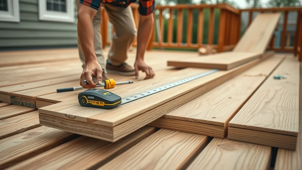 Craftsman constructing a 12x12 wood deck, showing precise deck budgeting guide material cost assessment and building steps