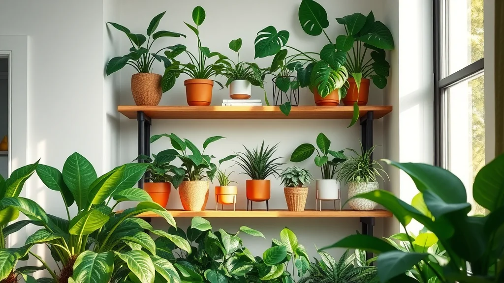 Vibrant indoor houseplants arranged in sun-filled room — natural solutions for indoor air quality improvement