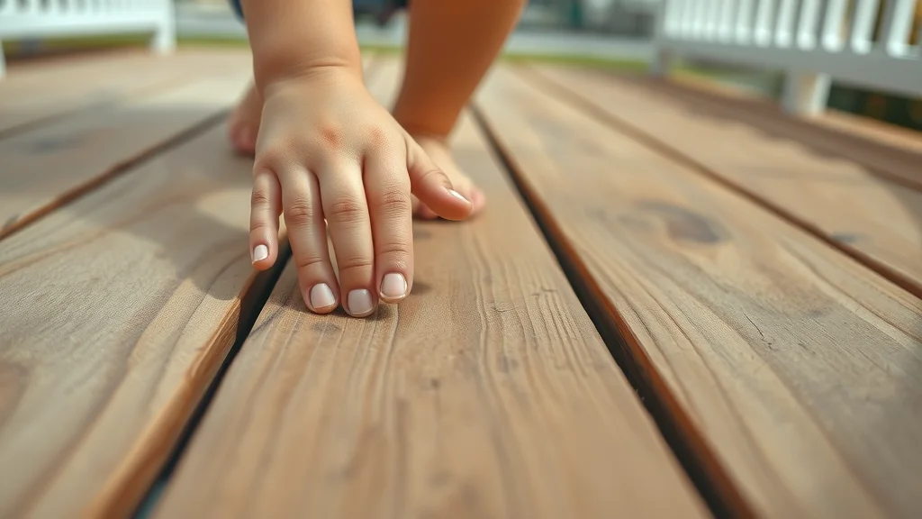 Closeup of child-safe composite and PVC deck materials in Eustis, splinter-free planks, soft natural light.