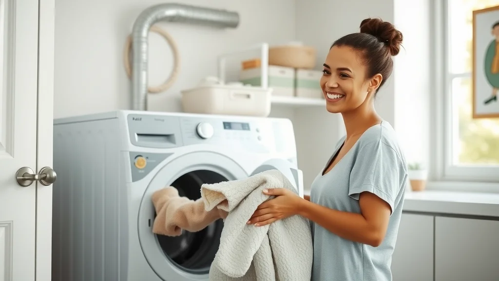 vent cleaning in Eustis - Relieved homeowner enjoys efficient dryer in organized laundry room