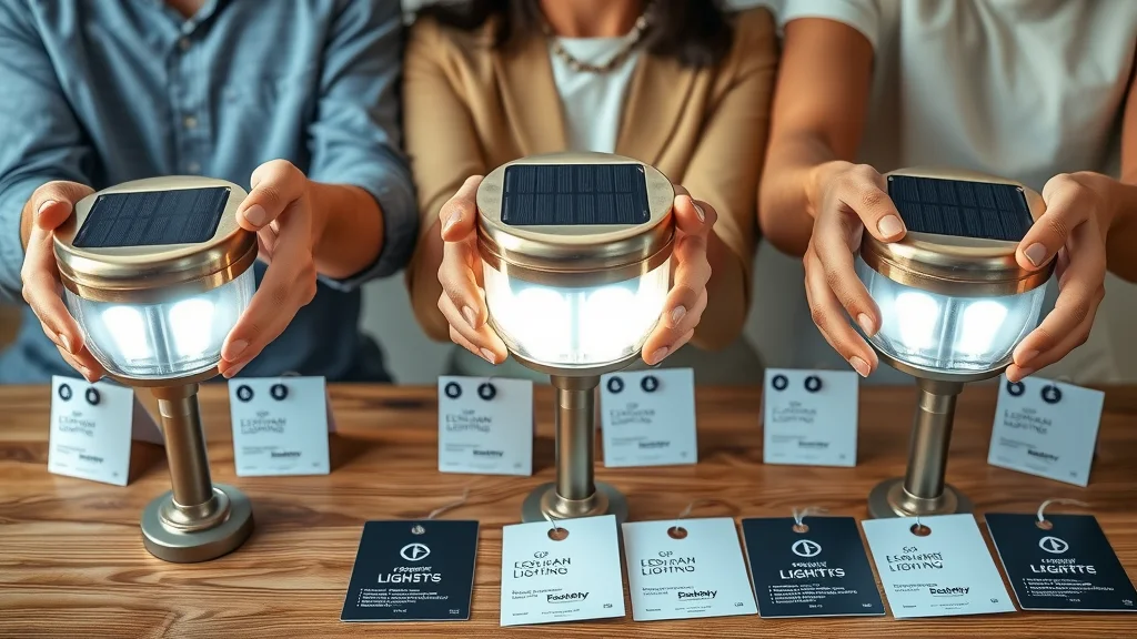solar-powered lighting Eustis side-by-side comparison of three stylish solar panel landscape lighting sets, LED lights, product showcase, product warranties, Central Florida