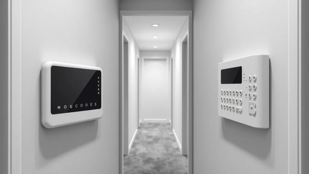 Side-by-side comparison of smart home system hub and traditional alarm keypad for Eustis home