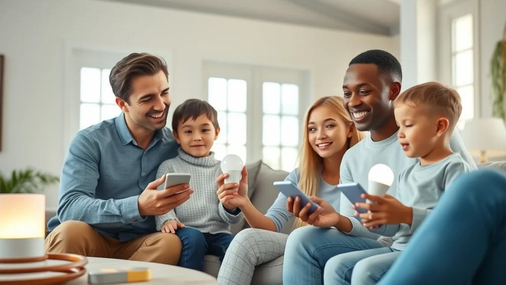 compatible smart devices Eustis modern living room interior family fiber modem seamless integration photorealistic