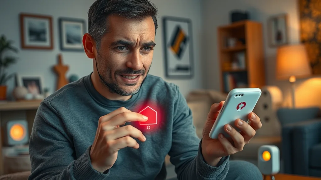 Problematic smart home scenario in Eustis with user facing IoT device connection error, red warning lights
