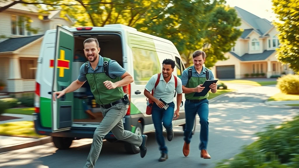 Mobile locksmith arrival Eustis - Locksmith team stepping out of a van for an urgent lockout service in a suburban neighborhood.