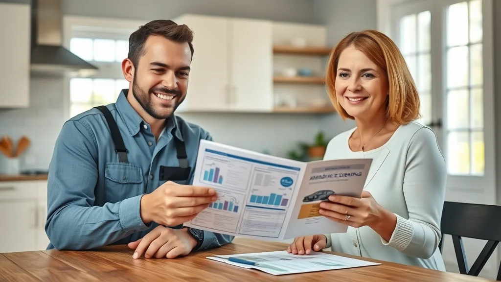 air duct cleaning Eustis professional consultation, technician and homeowner reviewing estimate, photorealistic