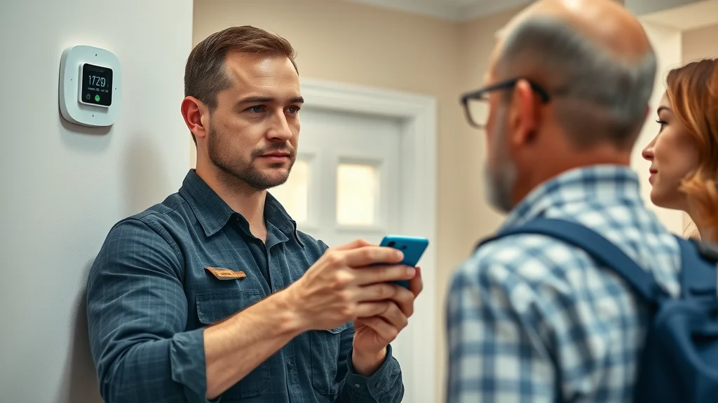 Professional technician installing a smart home hub Eustis device in a clean Florida home entryway, with visible tools and attentive homeowner, highlighting expert installation and support