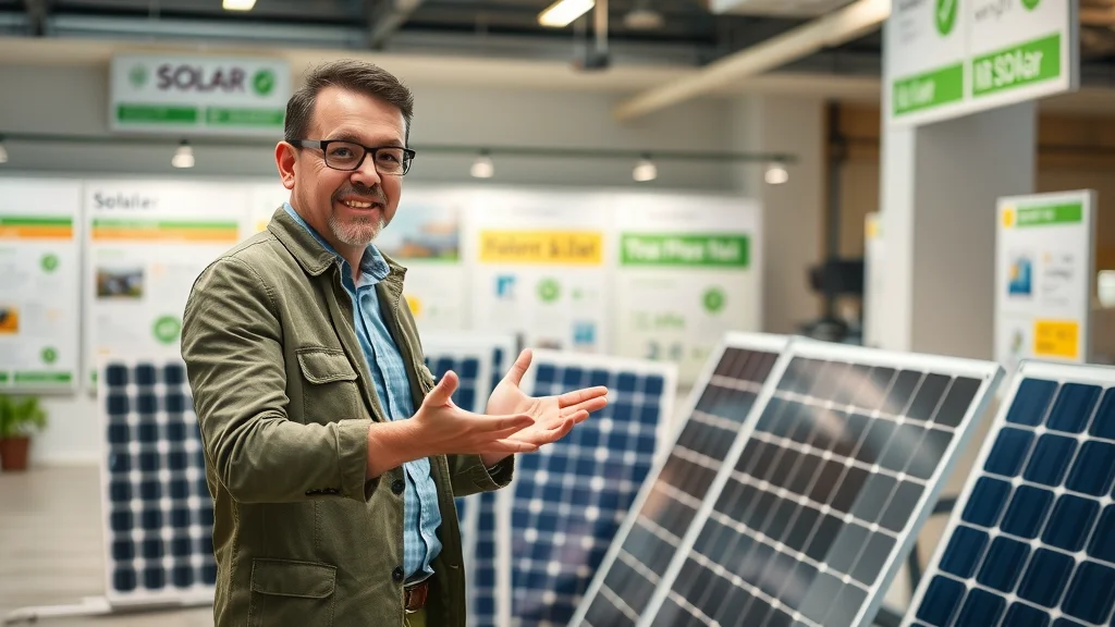 Solar expert presenting panel types, system sizes comparison — solar panels Eustis, showroom, interactive displays