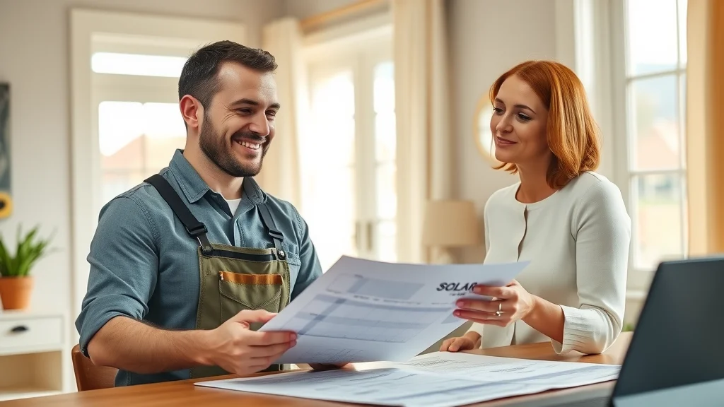 Solar installer consulting with Eustis homeowner about solar energy benefits and installation.