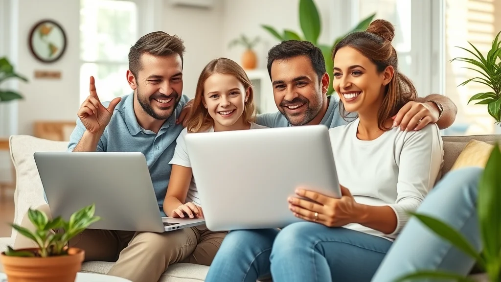 vent cleaning service eustis fl - happy family using laptop to book online appointment in bright, modern home