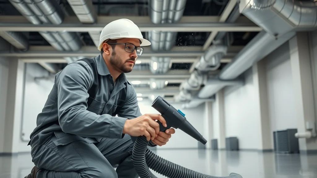 Professional technician conducting a thorough HVAC and air duct cleaning service with advanced tools