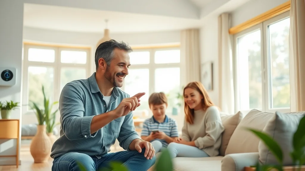 future-proof smart home system compatibility—family with smart thermostat, lights, and camera in a sunlit home