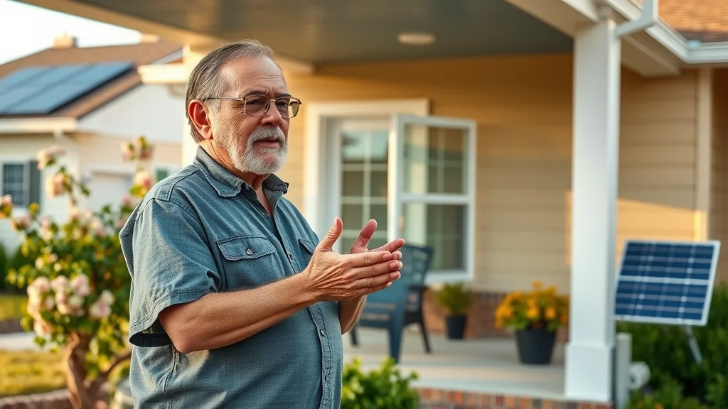 Eustis homeowner delivering testimonial in front of solar-powered house, confirming solar energy benefits Eustis families value most.