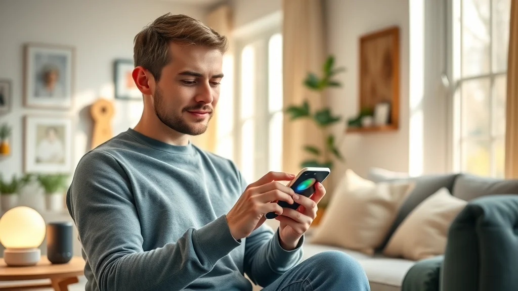 home device compatibility—using smartphone to control smart speaker, lock, lights in a bright living space