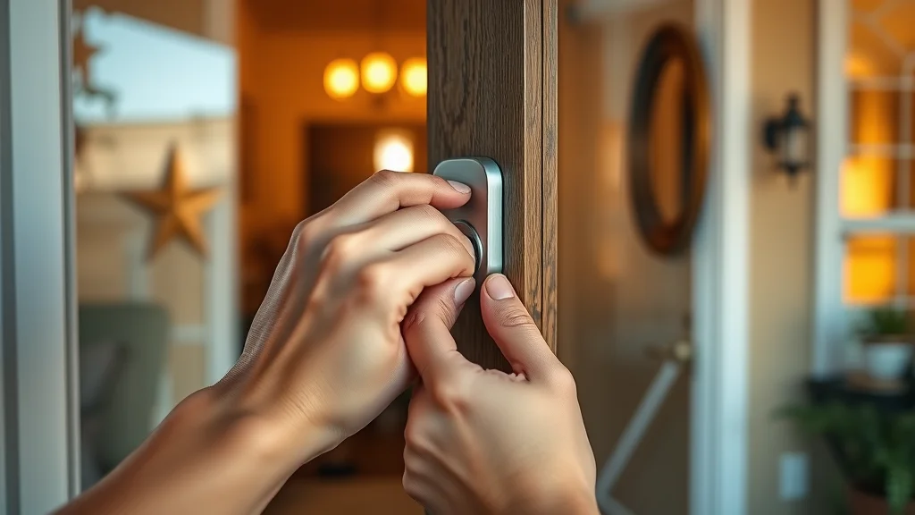 Hands installing smart lock on front door in Eustis Florida