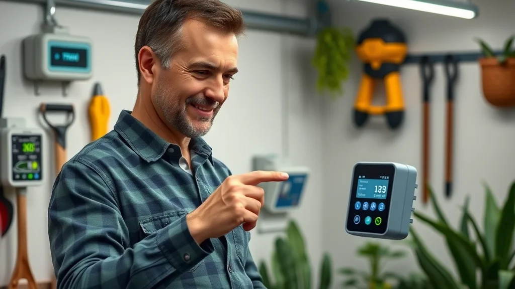 High-tech smart irrigation controller being adjusted by homeowner for optimal water-efficient irrigation