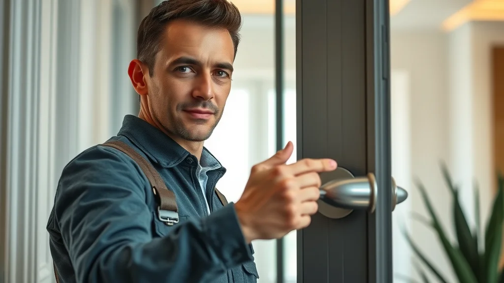 locksmith eustis florida installing smart lock on front door for enhanced residential security
