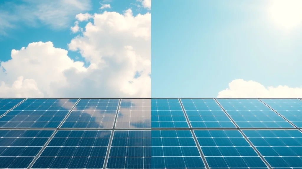 Informative split-image showing solar panels working on cloudy and sunny days to highlight the truth behind solar energy benefits in Eustis.
