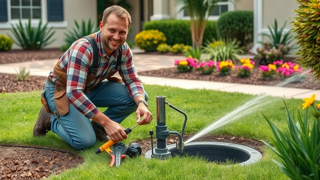Installation of sprinkler system and French drain in Eustis Florida yard, vibrant sod, landscape contractor