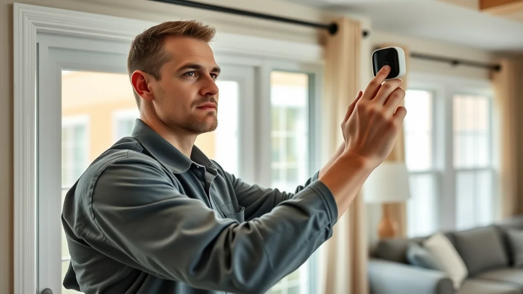 Security Pro installer setting up smart sensors in Eustis FL home — part of a monitored home security system