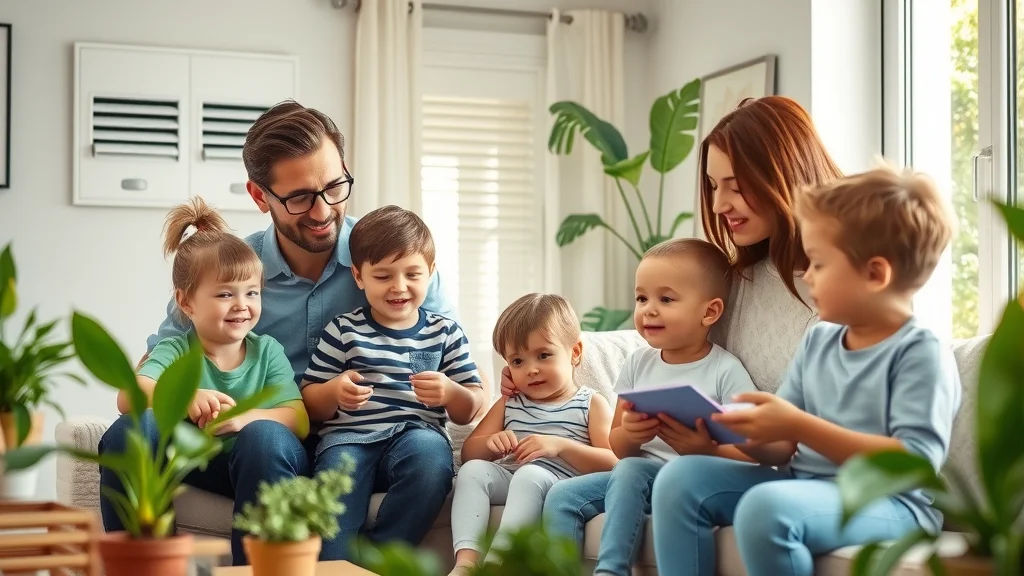 Joyful Eustis family enjoying time together in a clean, sunlit home with clear air vents and healthy atmosphere